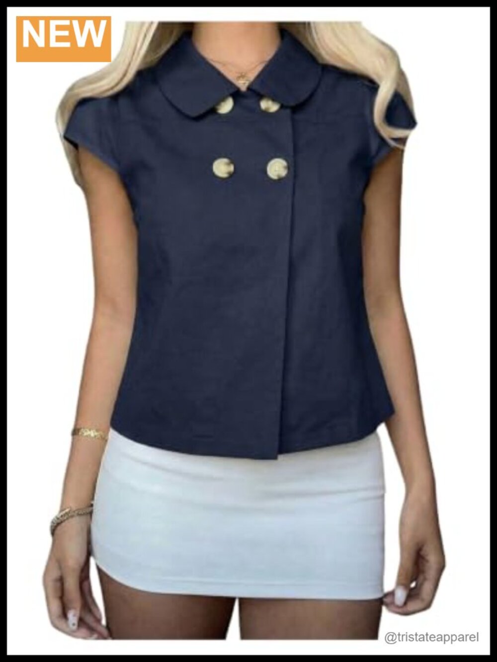 Women's Crop Top Blouse Cap Sleeve Button Collar Shirt Spring Break Going Out